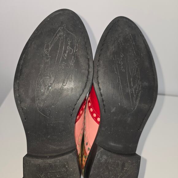 John Fluevog Domitian Sea Angel Brogue Oxford White Floral Red Patent 6.5 w/Box - Picture 7 of 12